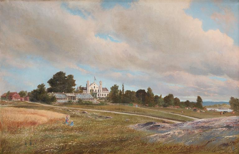 Jacob Hägg, Ståthöga herrgård i sommarsol.