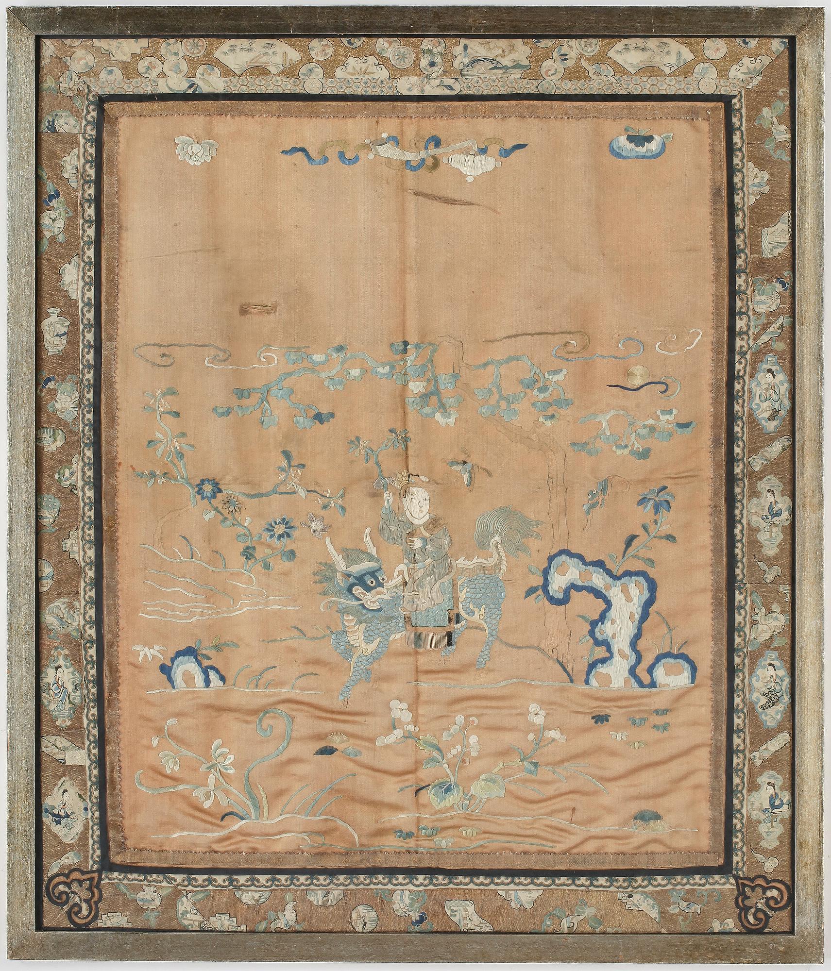SIDENBRODERI, ostasien, 1800-/1900-tal.