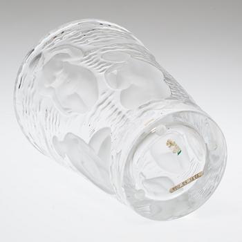 A French 'Ondines' glass Laligue vase, signed 'Lalique France'.