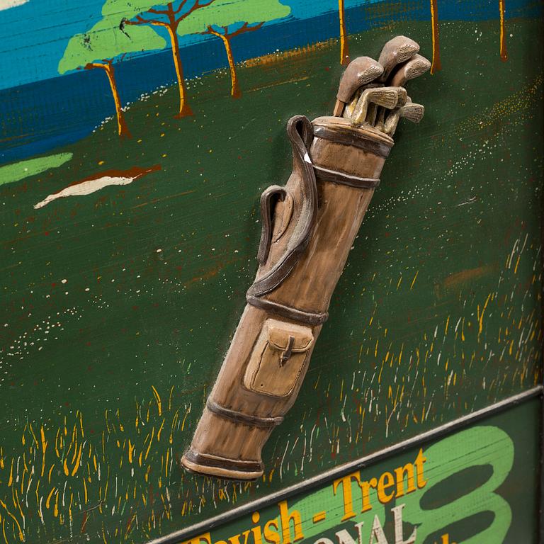 A 20th century wooden advertisement sign.