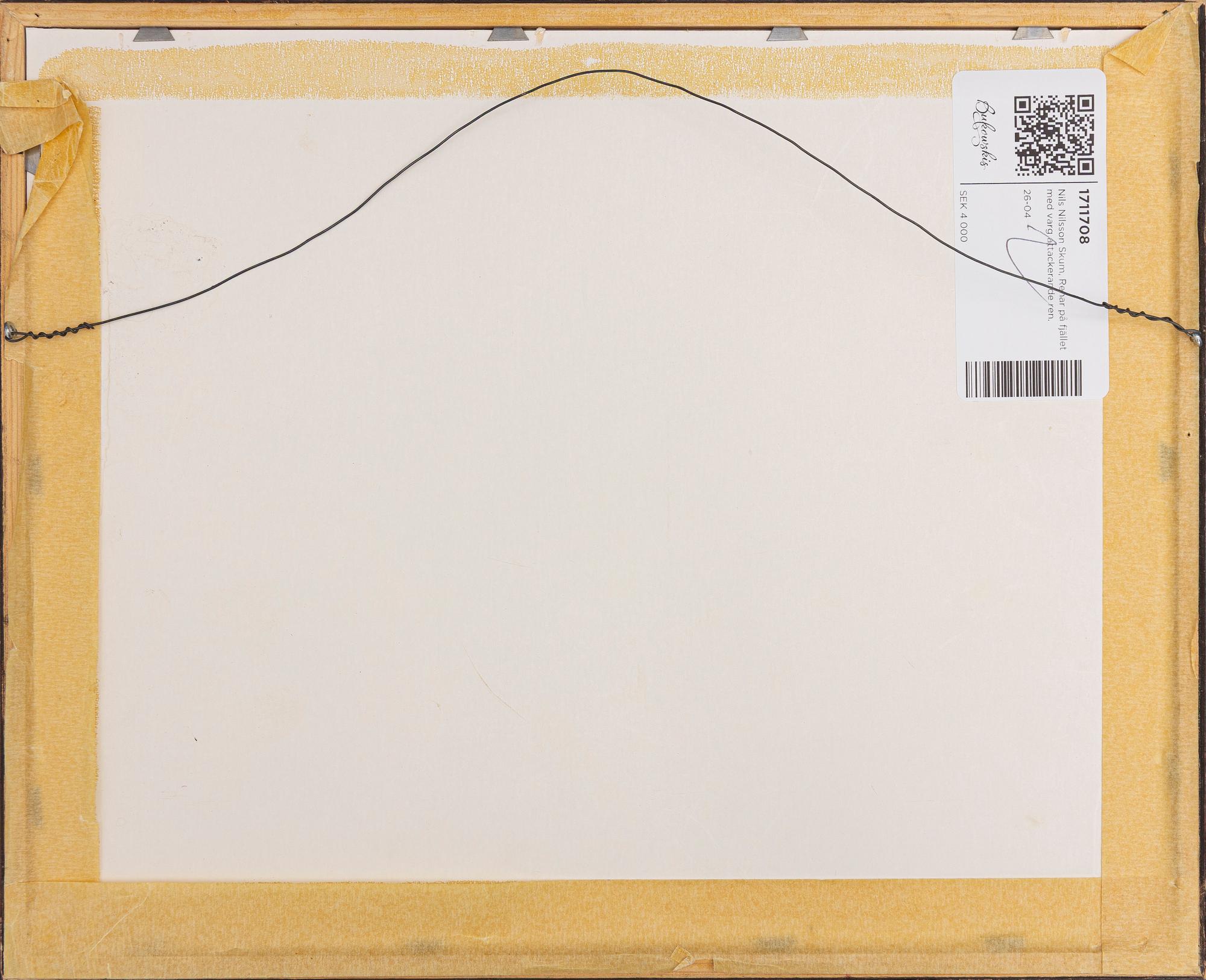 Nils Nilsson Skum, Reindeer on the mountain with a wolf attacking a reindeer.