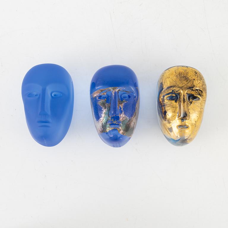 Bertil Vallien, three glass sculptures 'Brains', Kosta Boda, Sweden.