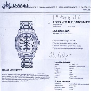 Longines Saint-Imier Moonphase Automatic SET L2.764.4.73.6, wristwatch 44 mm.