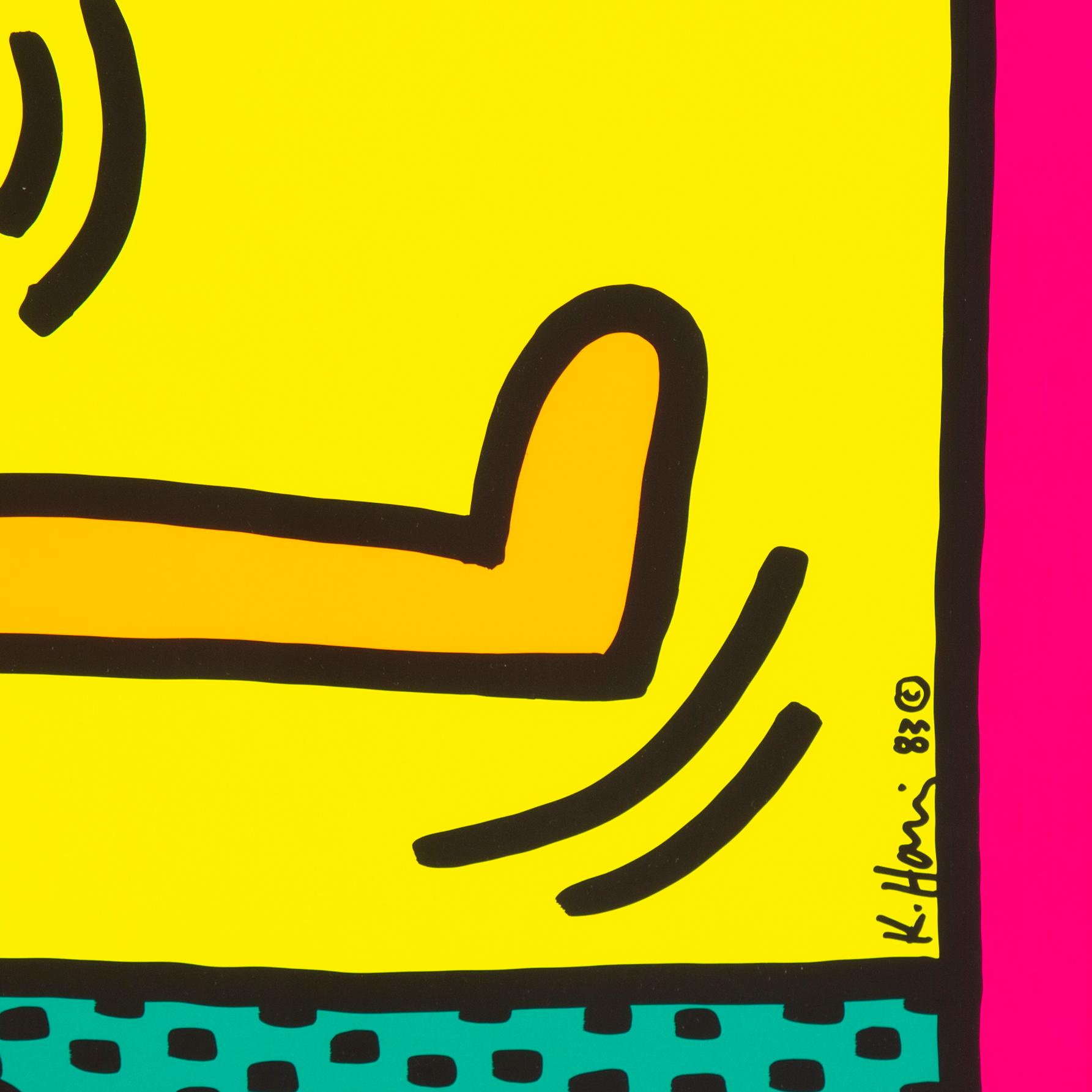 KEITH HARING, after. A 'Montreux 1983' silk screen poster, printed signature and date 83.