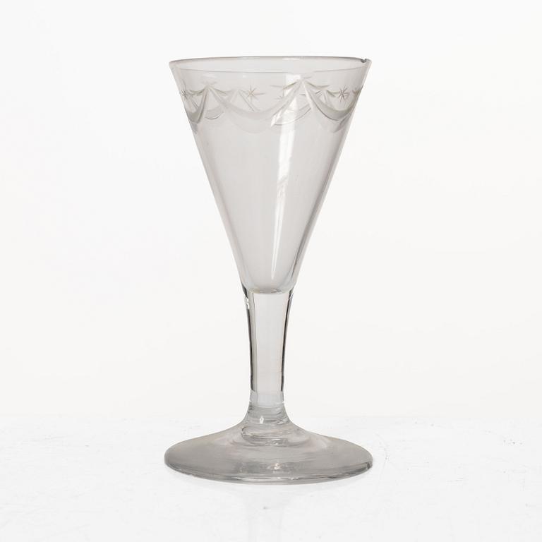 Spetsglas, tio stycken, omkring 1900.