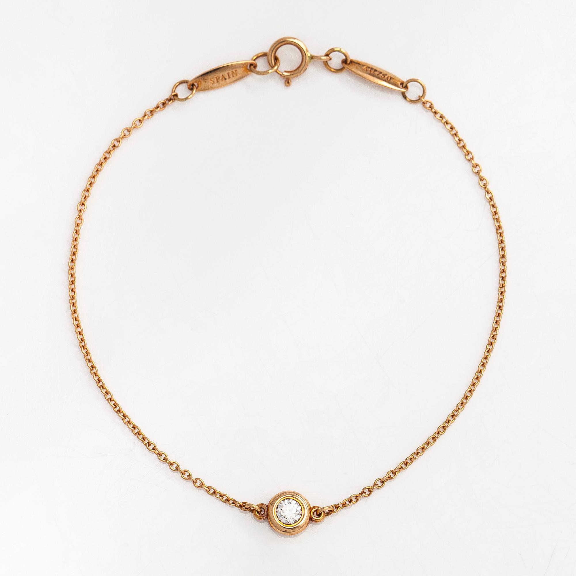 Tiffany & Co, Elsa Peretti, rannekoru, "Diamonds by the Yard", 18K ruusukultaa ja briljanttihiottu timantti.