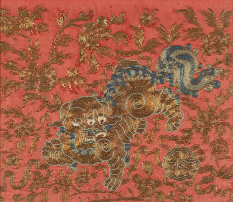A silk embroidery, China, Qing dynasty, 19th century.