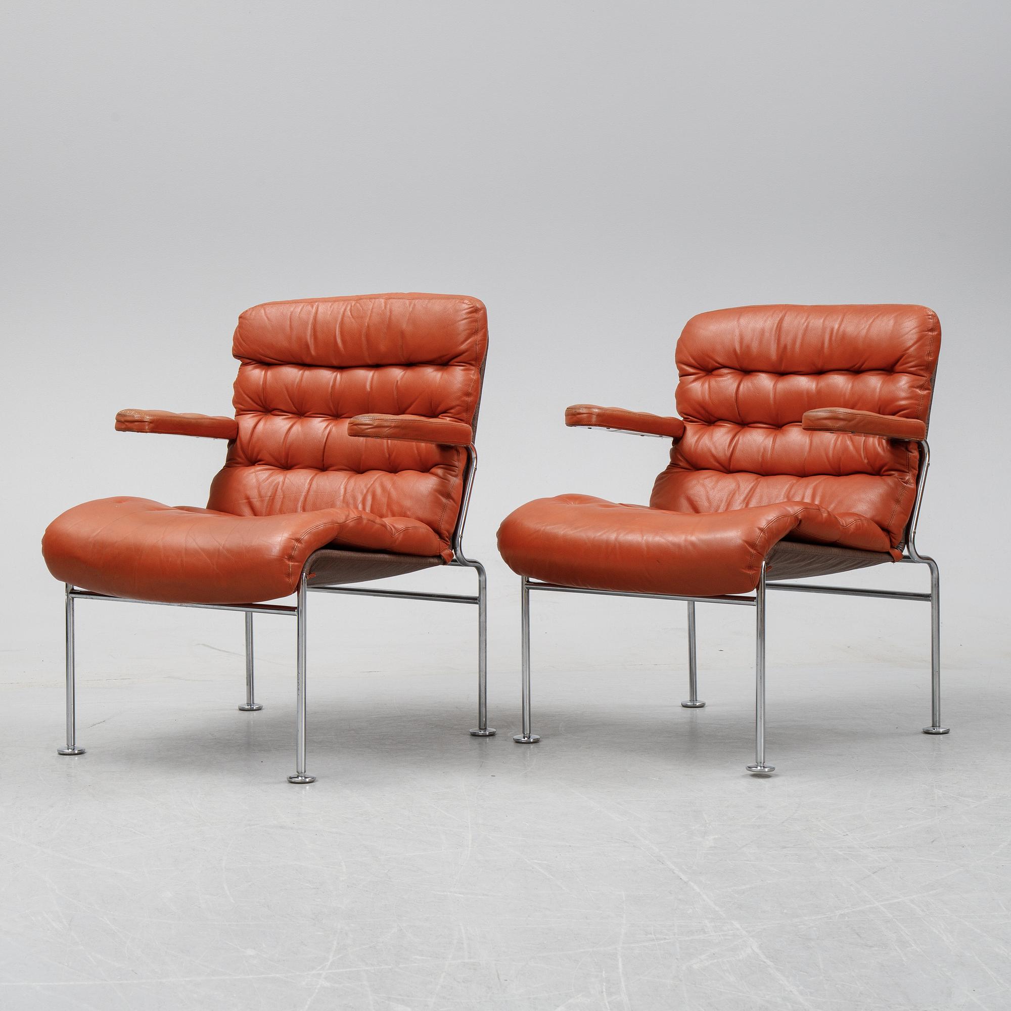 A pair of 'Birgitta' easy chairs by Bruno Mathsson for Dux. Second half of the 20th century.