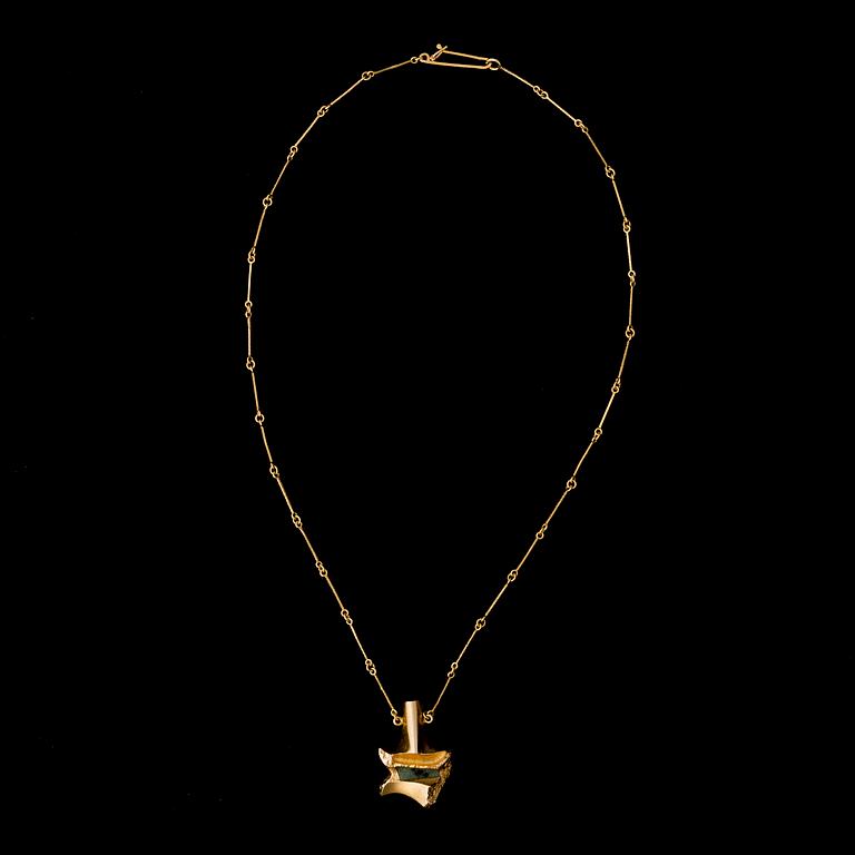 BJÖRN WECKSTRÖM, collier "Pagodi", zoisit, 14K guld. Lapponia 1975.