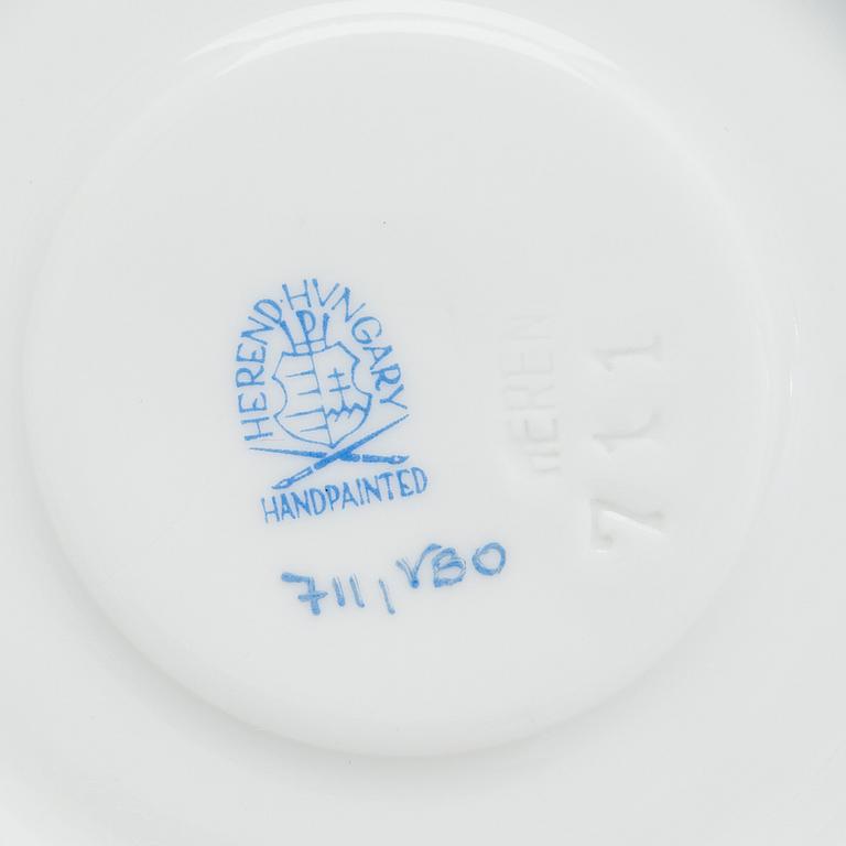 A Herend Queen Victoria VBO porcelain coffee set and two trinket boxes, totally 19 pieces, Hungary.