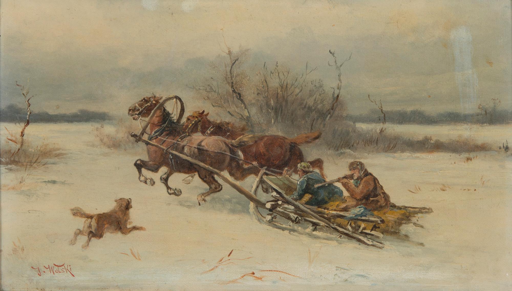 Tuntematon/Okänd/ Unknown , Sleigh Ride 19th century.