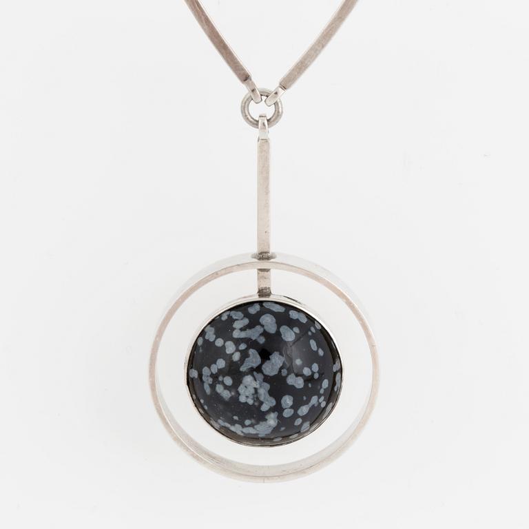 NIELS ERIK FROM, a stering silver and stone necklace, Denmark.