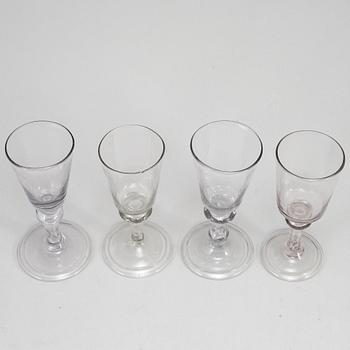 A set of four German glass goblets, 18th Century.