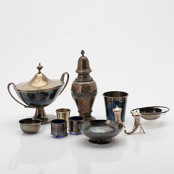 Lot of silver, 11 pieces, including Swedish items, 20th century.