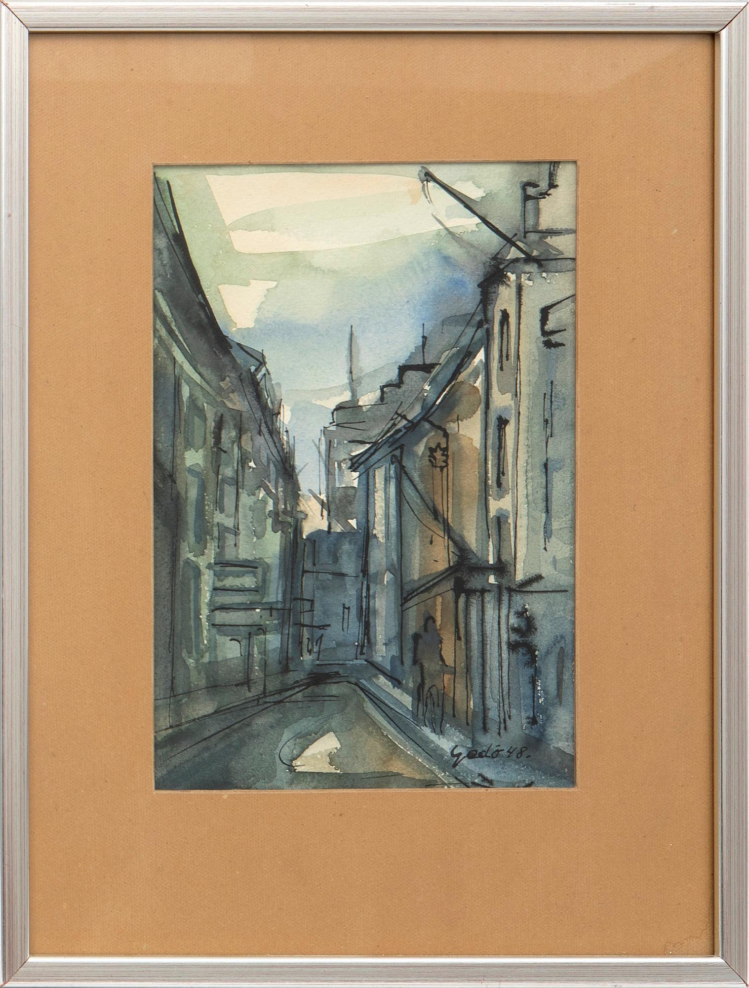 Bertil Gadö, Harbour scene and city scene, two pieces.