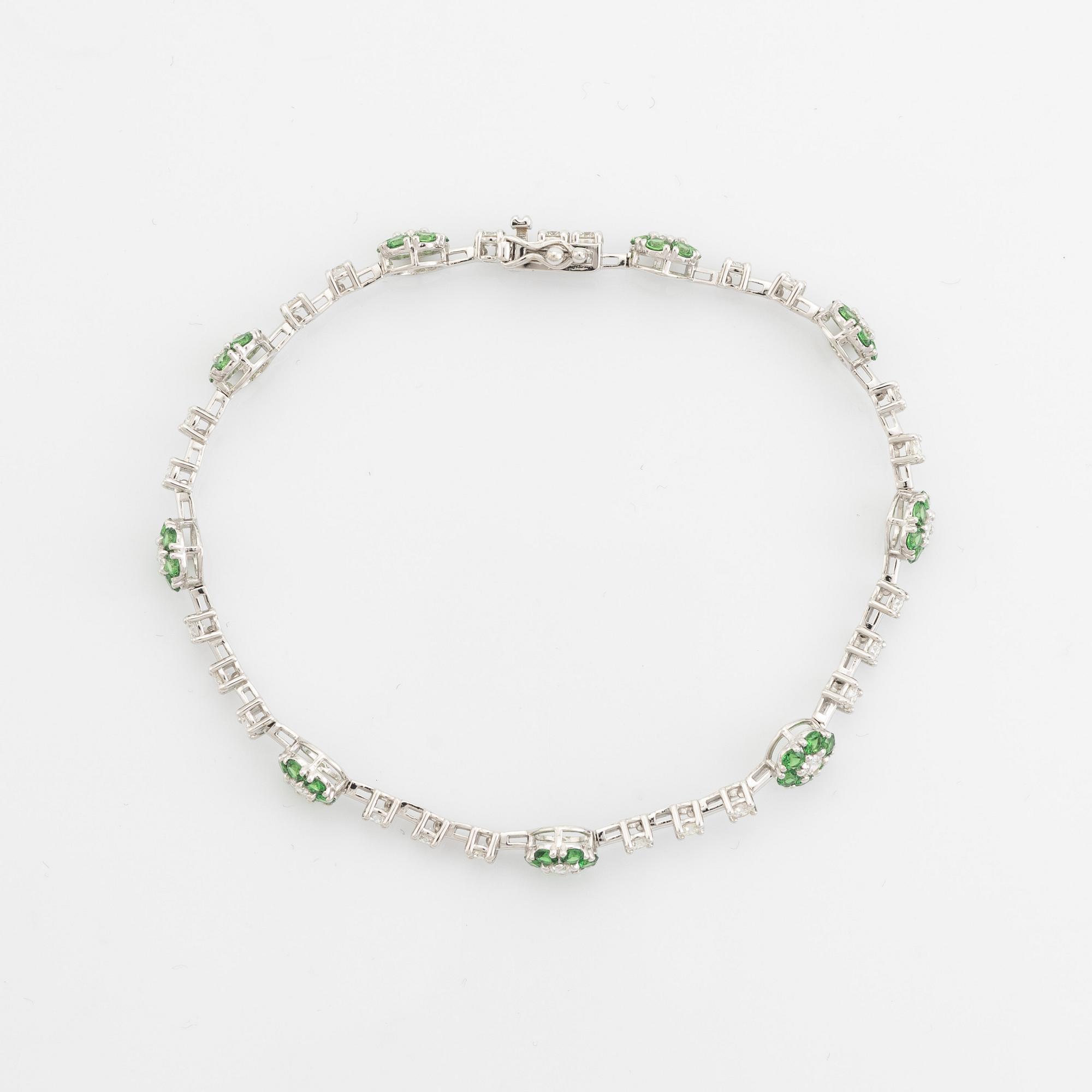 Tsavorite and brilliant cut diamond bracelet.
