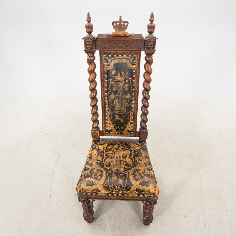 A Swedish baroque style chair dated 1882.