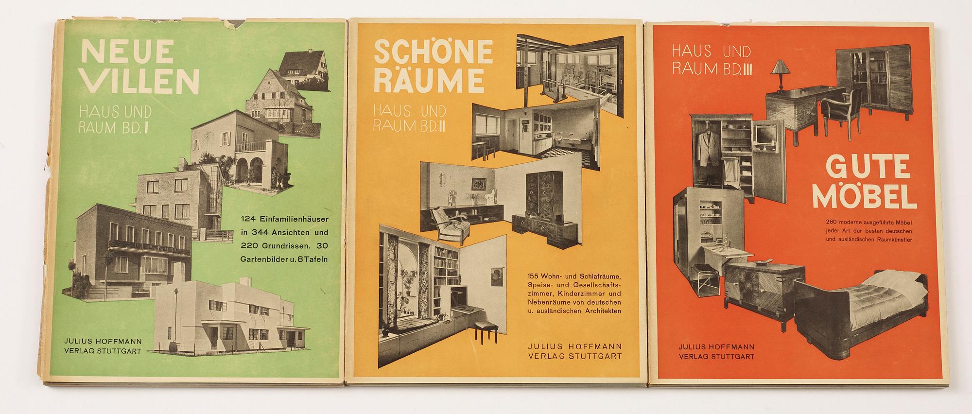 BÖCKER, 3 st, "Haus und Raum I-III" Herbert Hoffban (red). Julius Hoffman Verlag, Stuttgart, 1929.