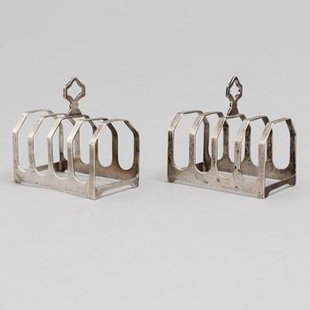 TOASTRACKS, a pair, silver, Viner's Ltd, Sheffield, England.