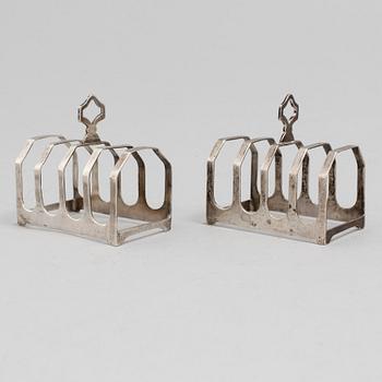 TOASTRACKS, a pair, silver, Viner's Ltd, Sheffield, England.