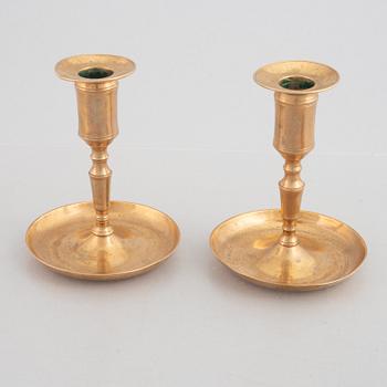 Tree Pairs of Swedish Brass Candlesticks from Skultuna Messingsbruk, 19th Century.