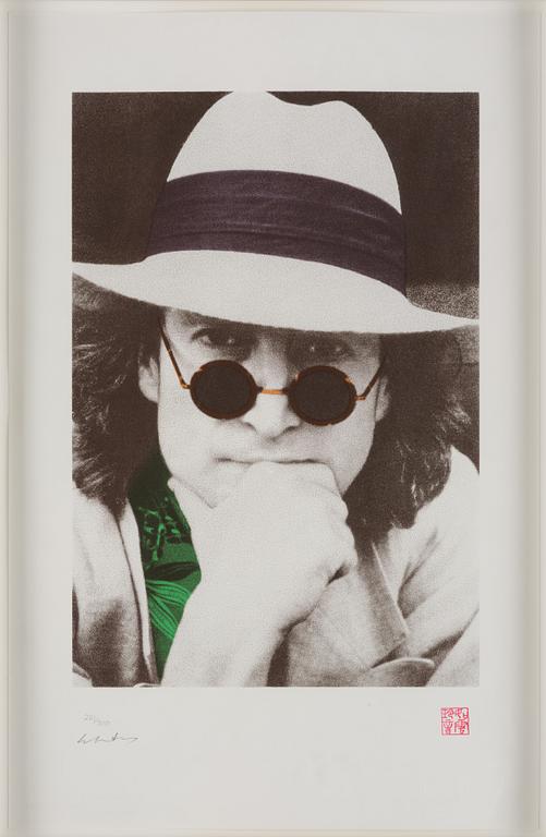 Yoko Ono, "Silk screened potrait of John Winston Lennon".