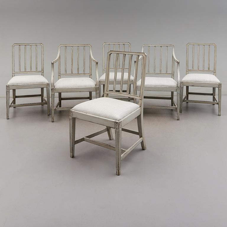 KARMSTOLAR 1 par OCH STOLAR 4 st, 1800-talets första hälft.