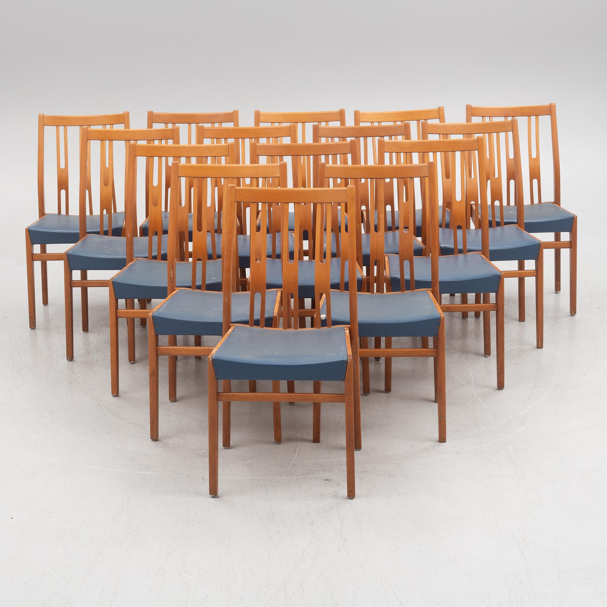 15 chairs, mid 20th century.