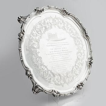 Benjamin Smith III, stor bricka, silver, gåva till Jenny Lind, London 1848.