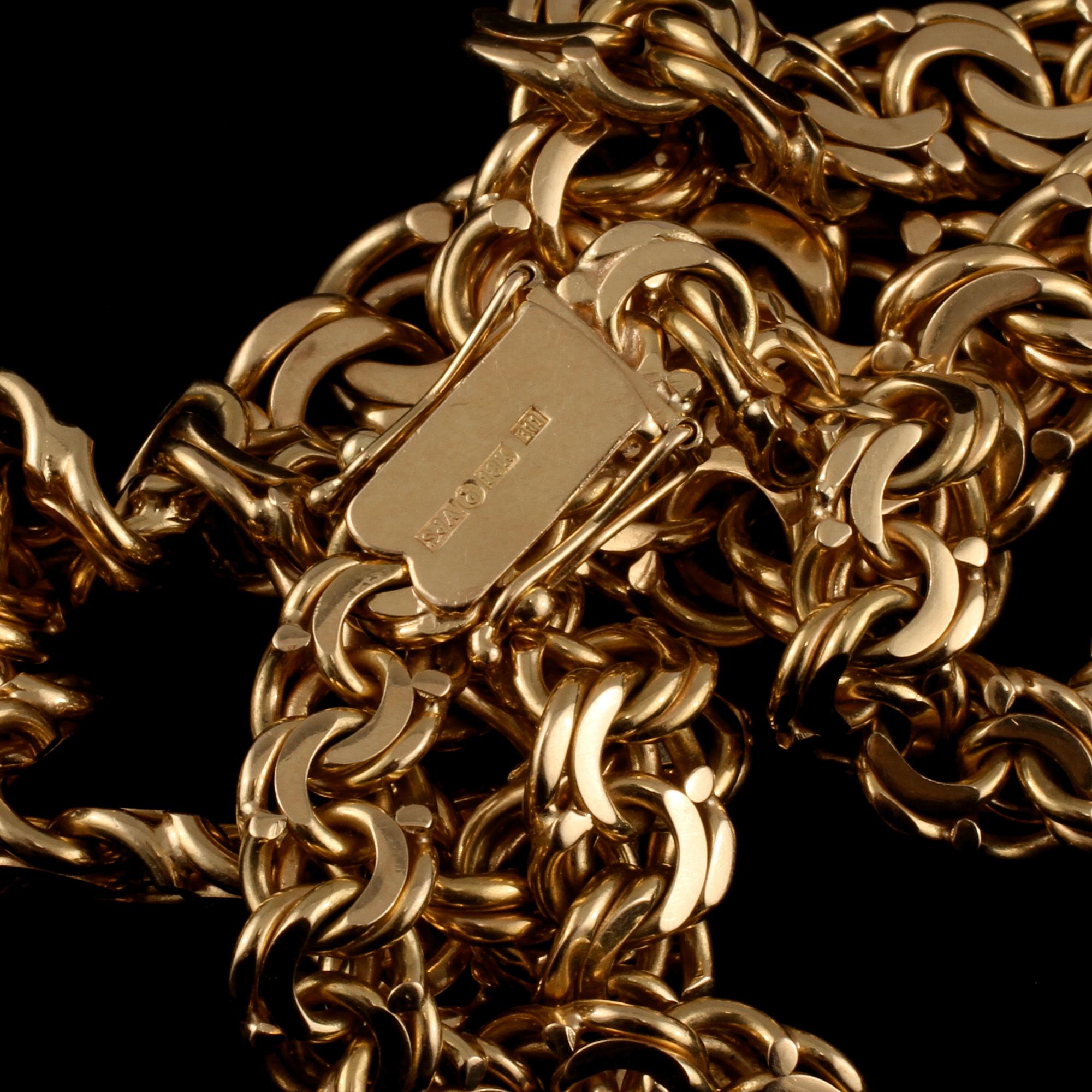 HALSKEDJA, 18k guld, Ahrenbecks Juvelsmide, Kungsbacka, 1999. Vikt 80 g.