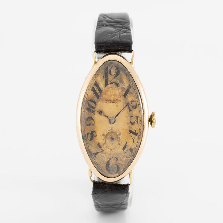 Chronometre Movado, Tonneau, wristwatch, 23 x 42 mm.