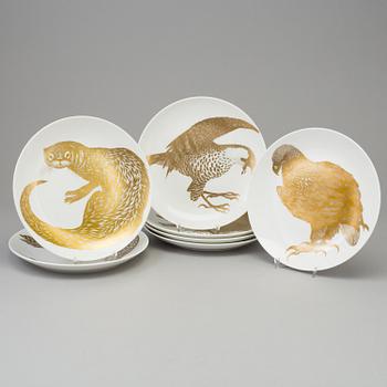 Eleven bone china plates by Paul Hoff, Gustavsberg.