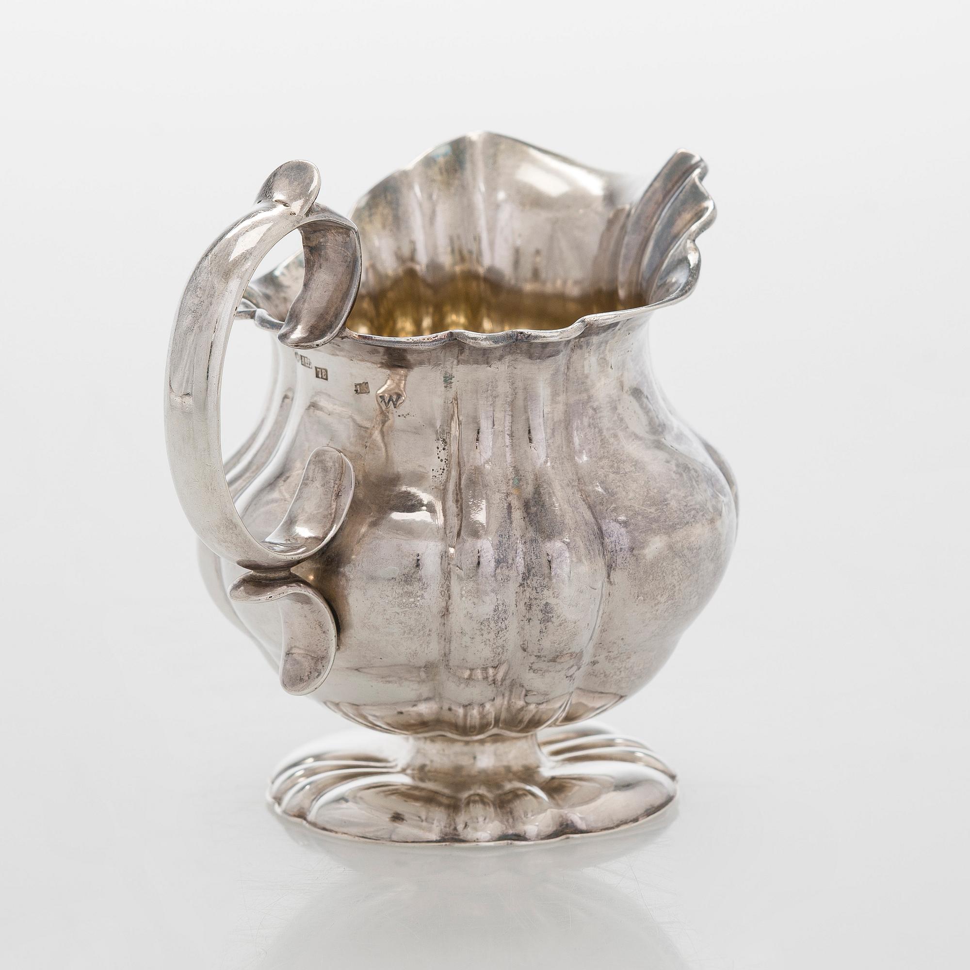 Gräddsnäcka, sked och soppslev, silver, Viborg och Fredrikshamn, 1866-1892.