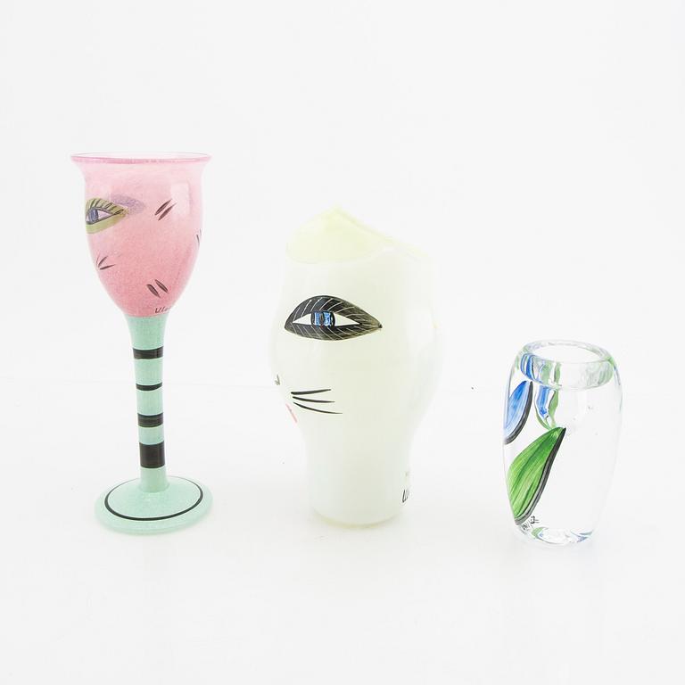 Ulrica Hydman-Vallien, vaser 3 st signerade Kosta Boda.