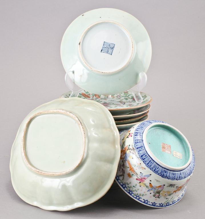 PARTI PORSLIN, 14 delar, Kina 1800-tal.