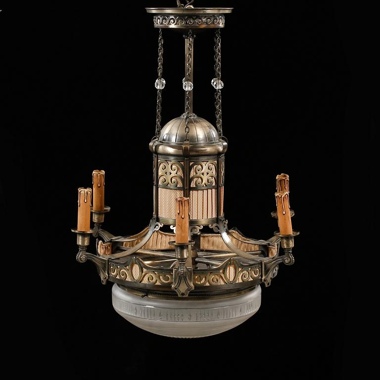 TAKLAMPA, jugend, 1900-talets första kvartal, höjd ca 80 cm.