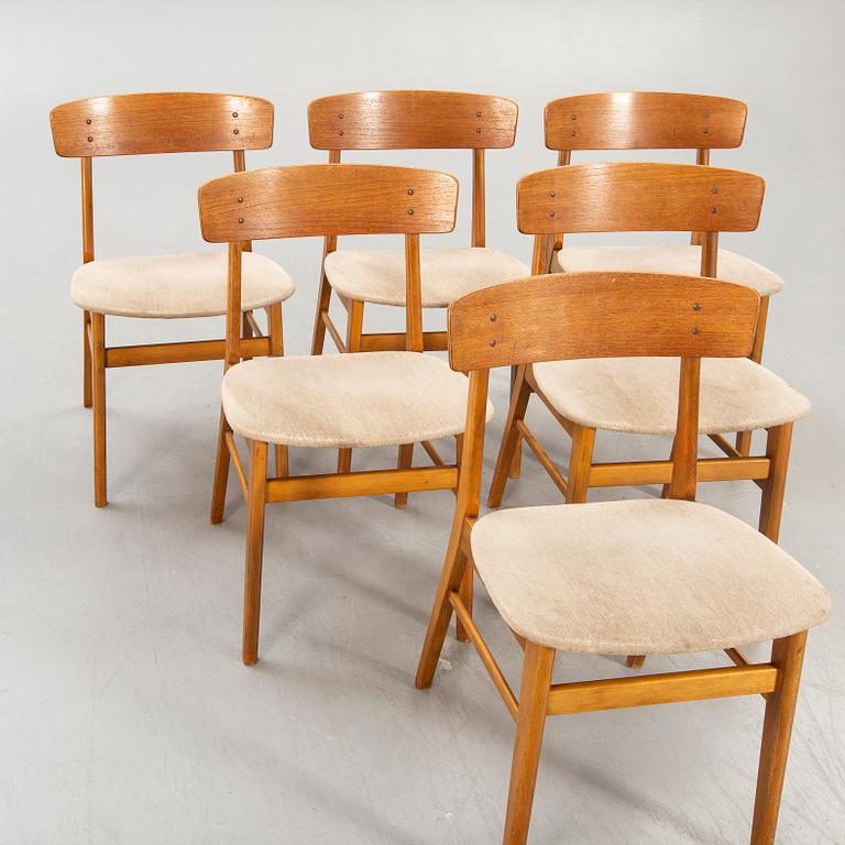 Chairs, Farstrup Denmark, 6 pcs, 1960s.