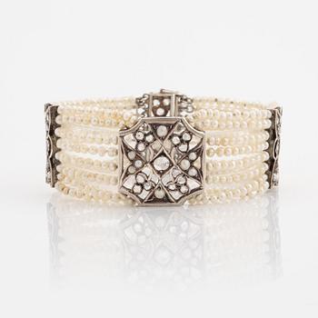 Seed pearl and rose cut diamond bracelet.