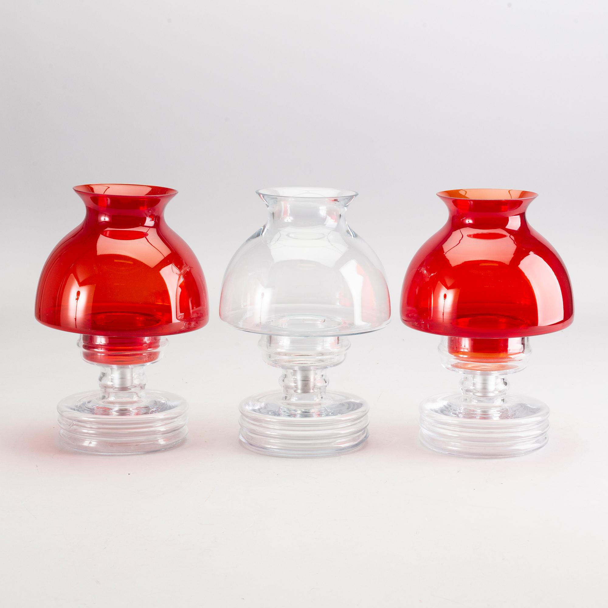 NANNY STILL, lyktor, 3 st, "Apollo 1960", glas, Riihimäen Lasi, 1970-tal.