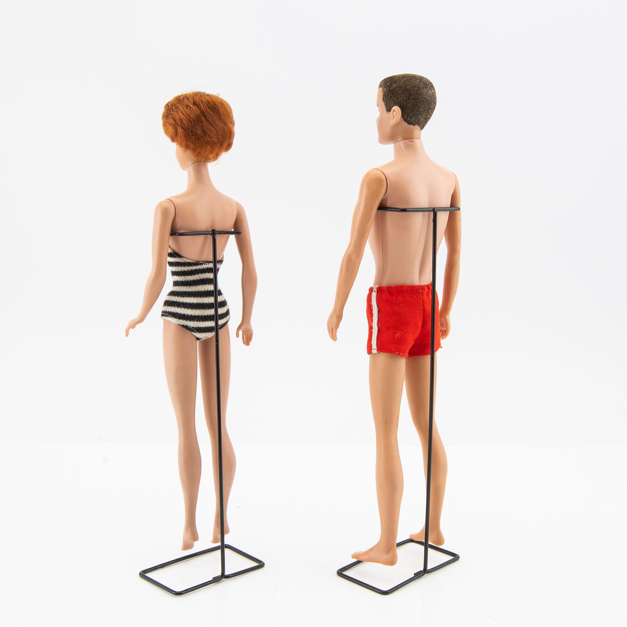 Barbie and Ken dolls 2 pcs. and clothes vintage Barbie Bubblecut Mattel 1961. Ken Mattel 1961. Bukowskis
