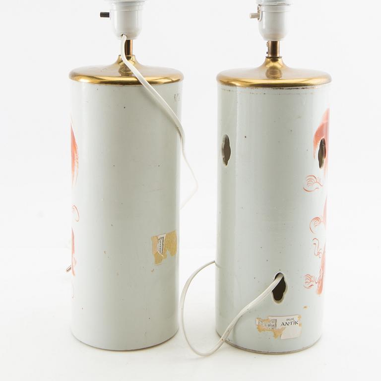 Bordslampor två st Kina 1900-tal porslin.