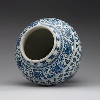 A blue and white lotus jar with, Ming dynasty, 16th century.