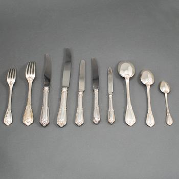 A Swedish 19th century silver 139 piece table cutlery, Gustaf Mollenborg, Stockholm 1873.