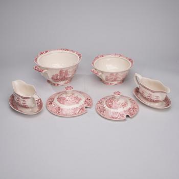 MATSERVIS, 65 delar, ferrafajans, "Maisema" (Landskap) Reinhard Richter, Arabia 1932-1949.