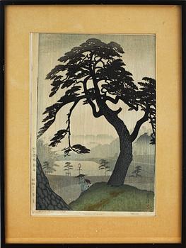 SHIRO KASAMATSU, träsnitt, Japan, sign, 1900-talets första hälft.