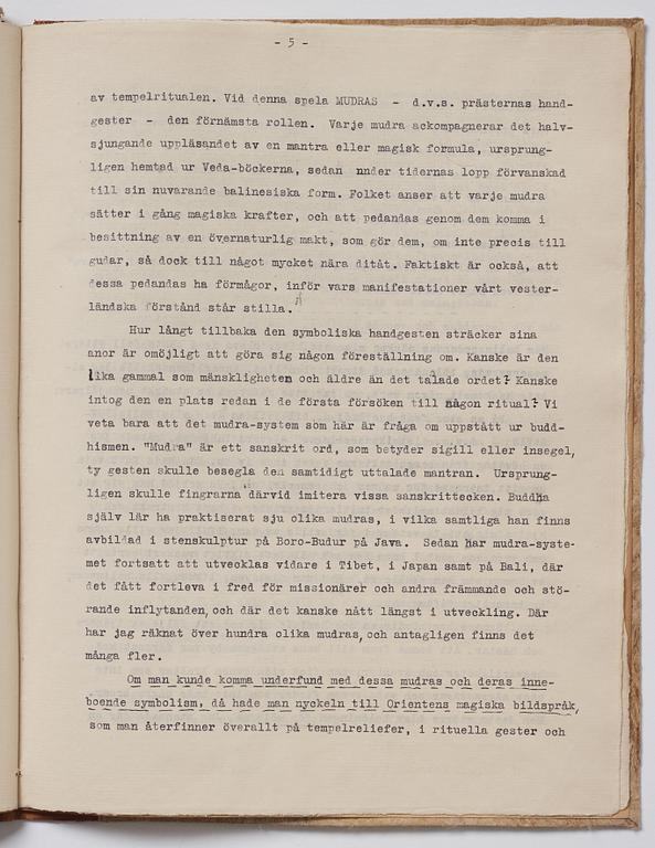 Tyra Kleen, fyra häften med åtta tryckta planscher (varav en dublett), "Temple Dances and Musical Instruments in Bali".