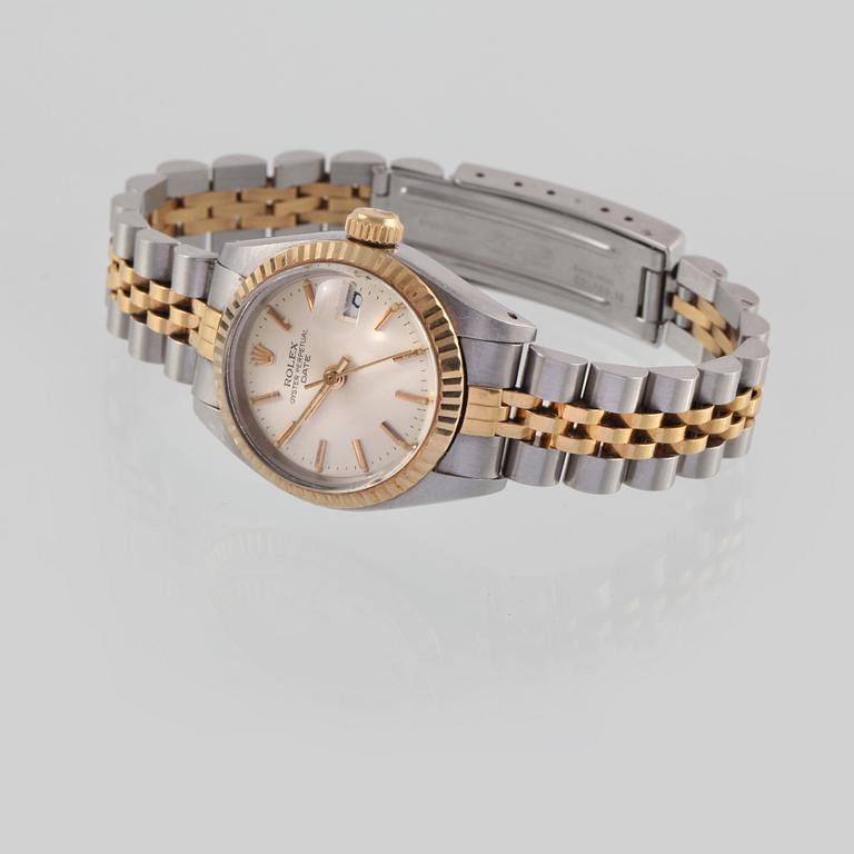ARMBANDSUR, dam, Rolex, Oyster Perpetual, Datejust,  automatisk, 18K guld samt stål, 1980-tal.