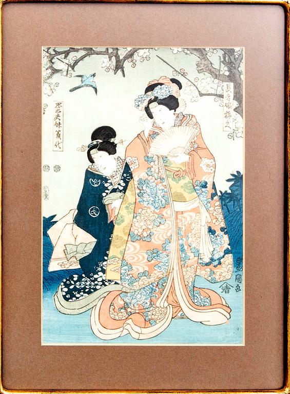 KUNISADA TSUNODA (TOYKUNI III, ) coloured wood cut 1850's.