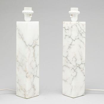 A pair of marble table lamps, Bergboms, second half of the 20th century.