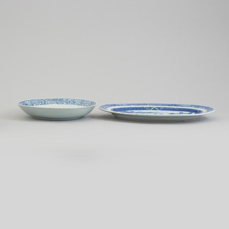Ten pieces of Chinese export ware porcelain, Qing Dynasty, Qianlong 1736-95.